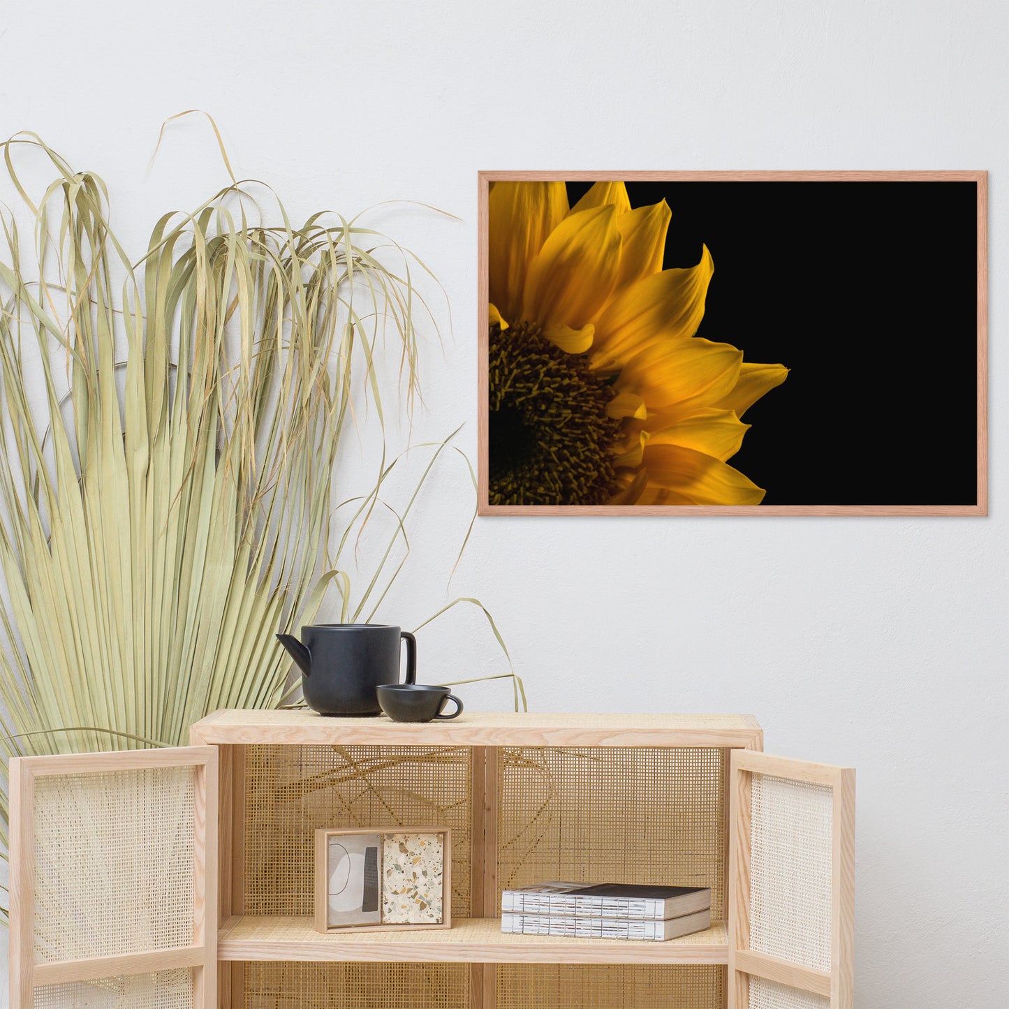 Sunflower in Corner Floral Nature Photo Framed Wall Art Print