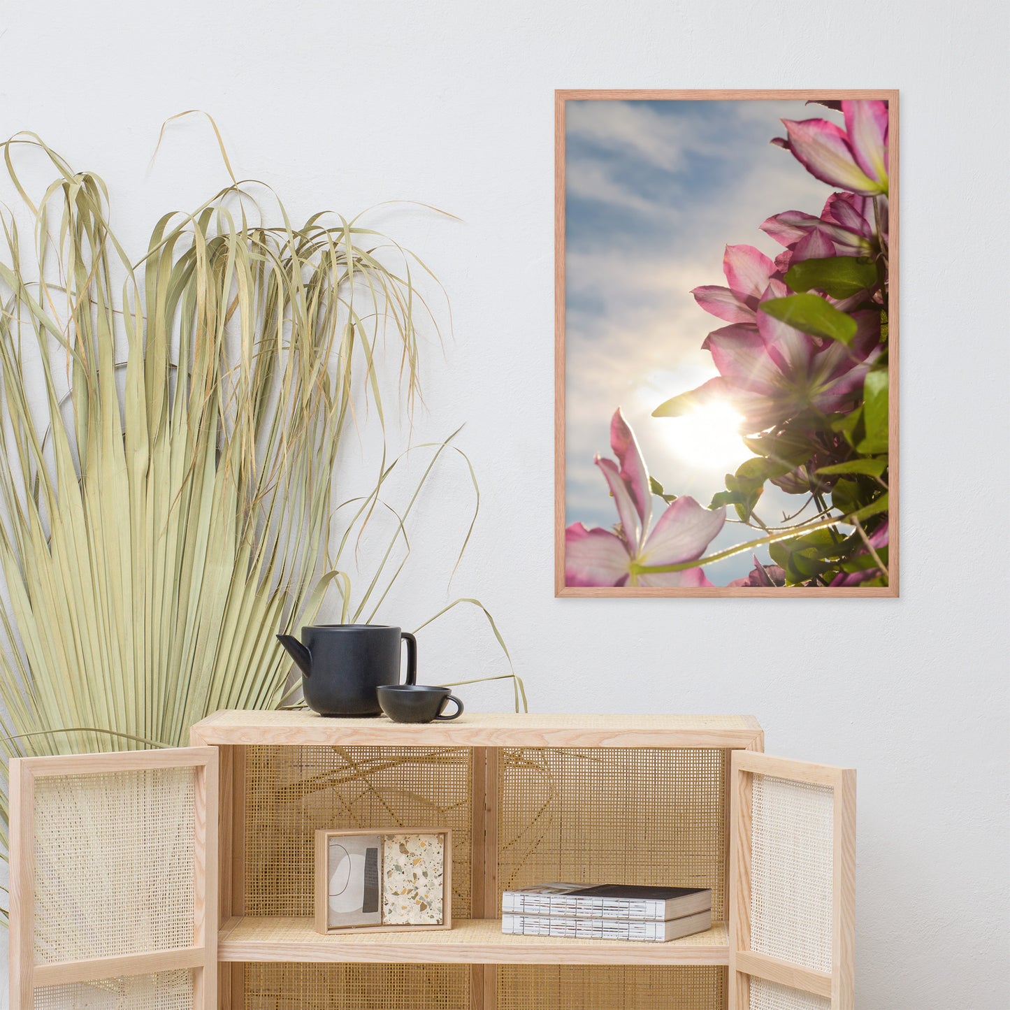 Towering Clematis Floral Nature Photo Framed Wall Art Print