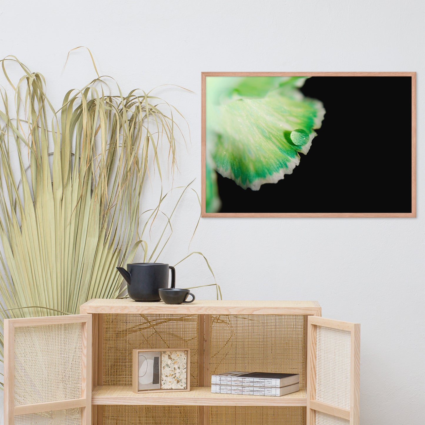 Water Droplet on Carnation Petal Floral Nature Photo Framed Wall Art Print