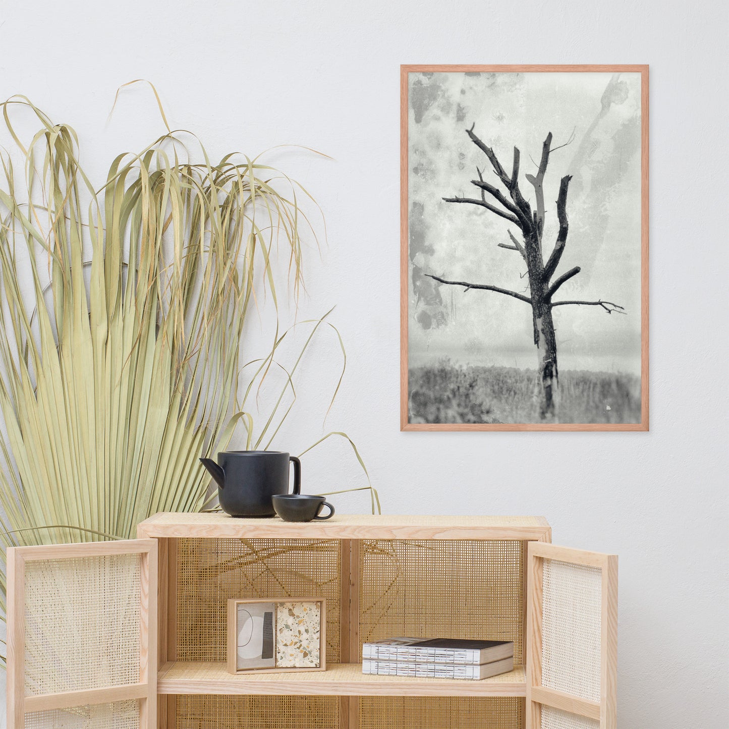 Rotting Away Alone Black and White Botanical Nature Photo Framed Wall Art Print