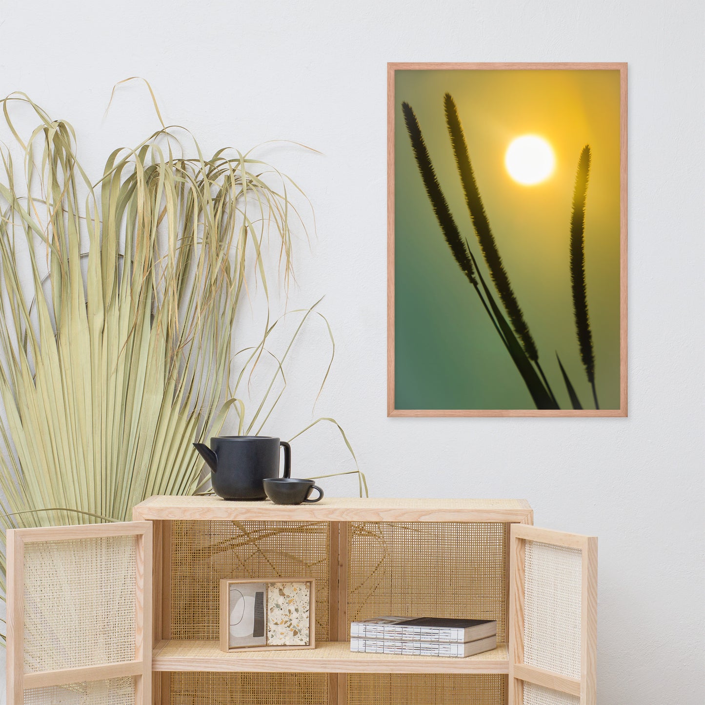 Silhouettes in Sunset Botanical Nature Photo Framed Wall Art Print