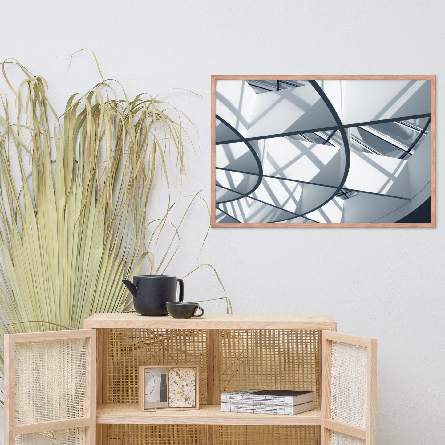 Interwoven Lines Colorized Architectural Photograph Framed Wall Art Print