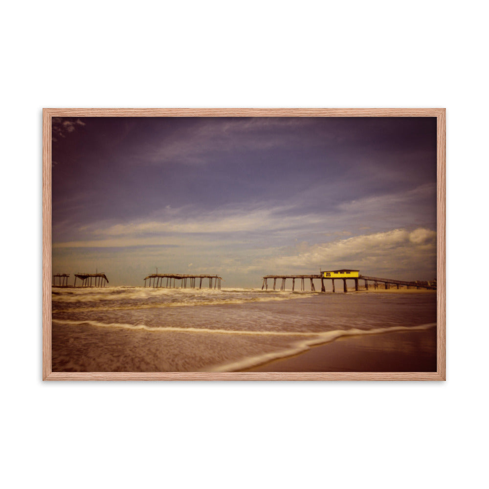 Wall Decor For Dental Clinic: Aged View of Frisco Pier Beach / Coastal / Seascape / Rustic / Nature / Landscape Photograph Framed Wall Art Print - Wall Decor - Artwork