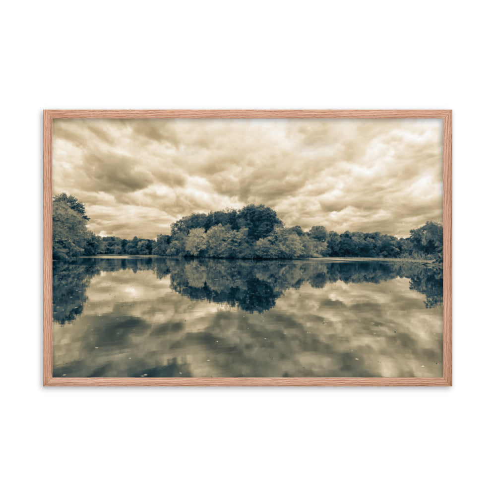 Workspace Wall Decor: Autumn Reflections Sepia - Rural / Rustic / Botanical / Farmhouse Style Landscape / Nature Photograph Framed Print - Wall Decor - Artwork