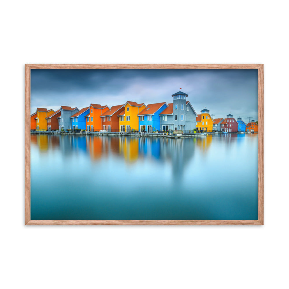 Blue Morning at Waters Edge Landscape Framed Photo Paper Wall Art Prints
