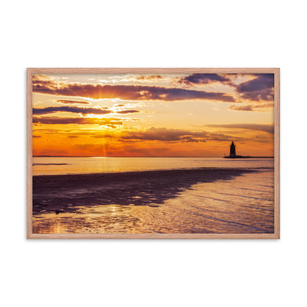 Cape Henlopen at Sunset Coastal Landscape Framed Photo Paper Wall Art Prints