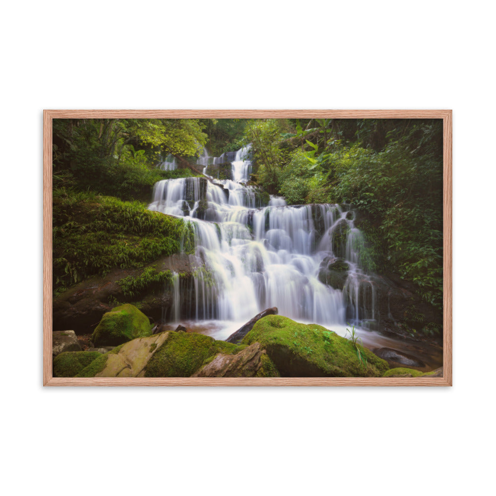 Cascading Water at Mun Daeng Waterfall Framed Wall Art Prints