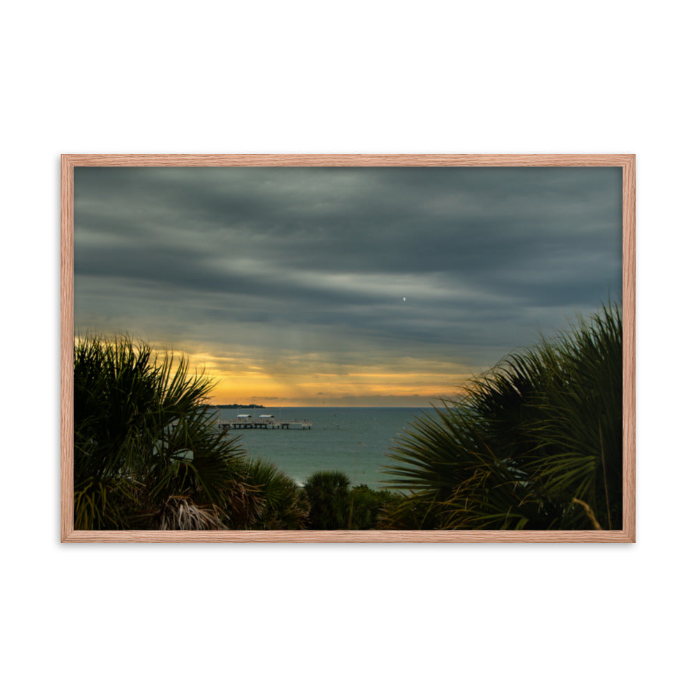 Cloudy Rainy Sunset De Soto Beach Framed Photo Paper Wall Art Prints