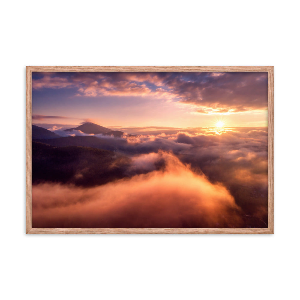 Heaven on Earth Mountains in Clouds at Sunrise Framed Wall Art Prints