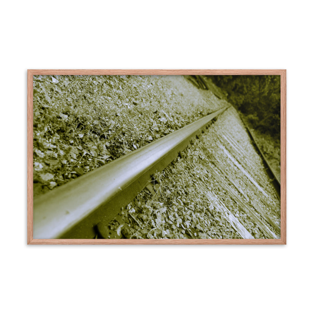 Lonely Rail in Sepia Rural Landscape Framed Photo Paper Wall Art Prints