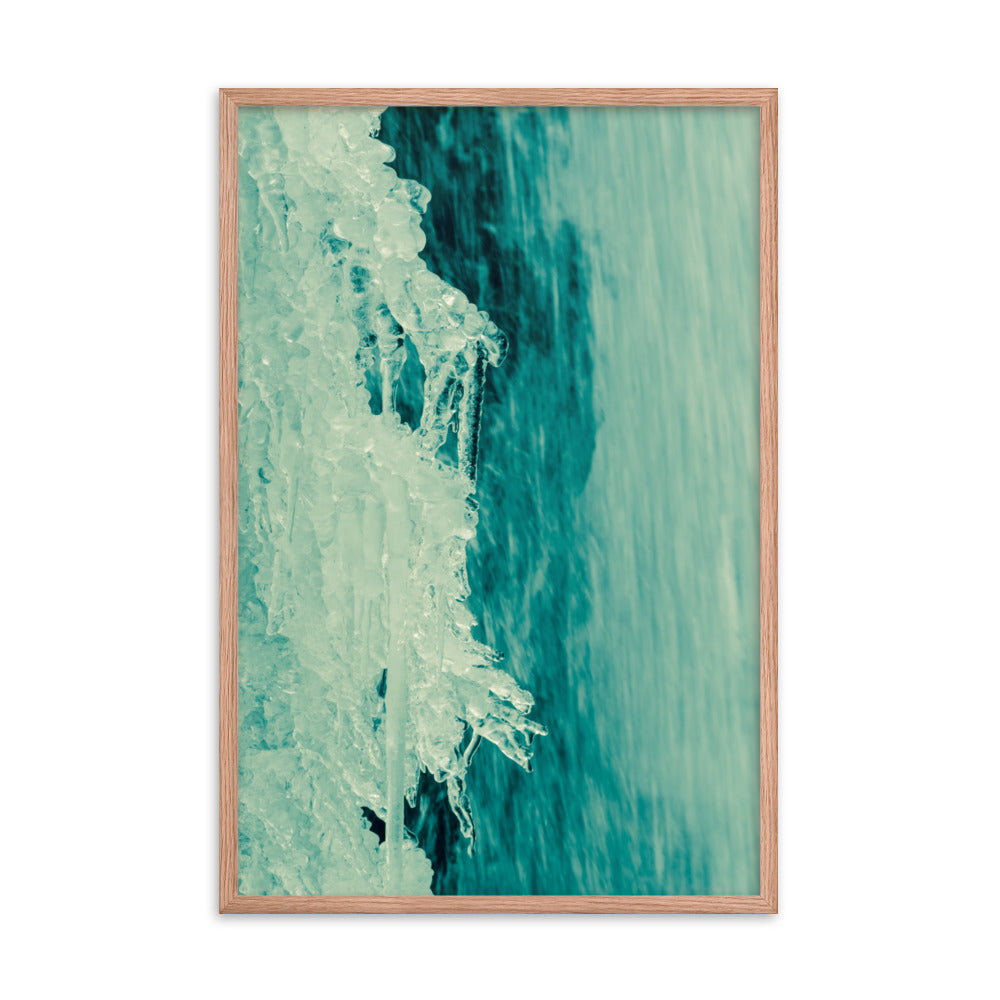 Ice and Falls Nature Photo Framed Wall Art Print