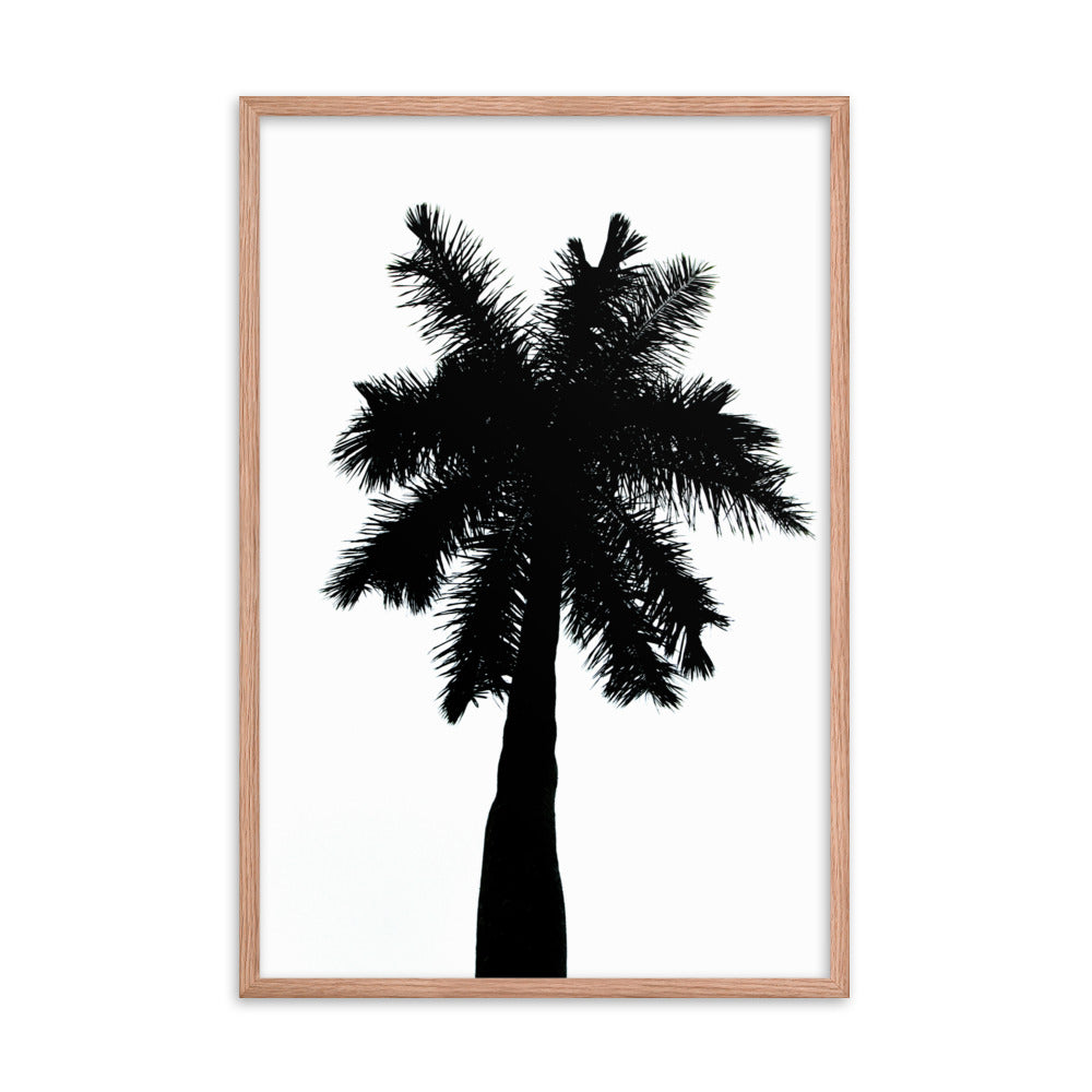 Palm Tree Silhouette on Pure White Botanical Nature Photo Framed Wall Art Print