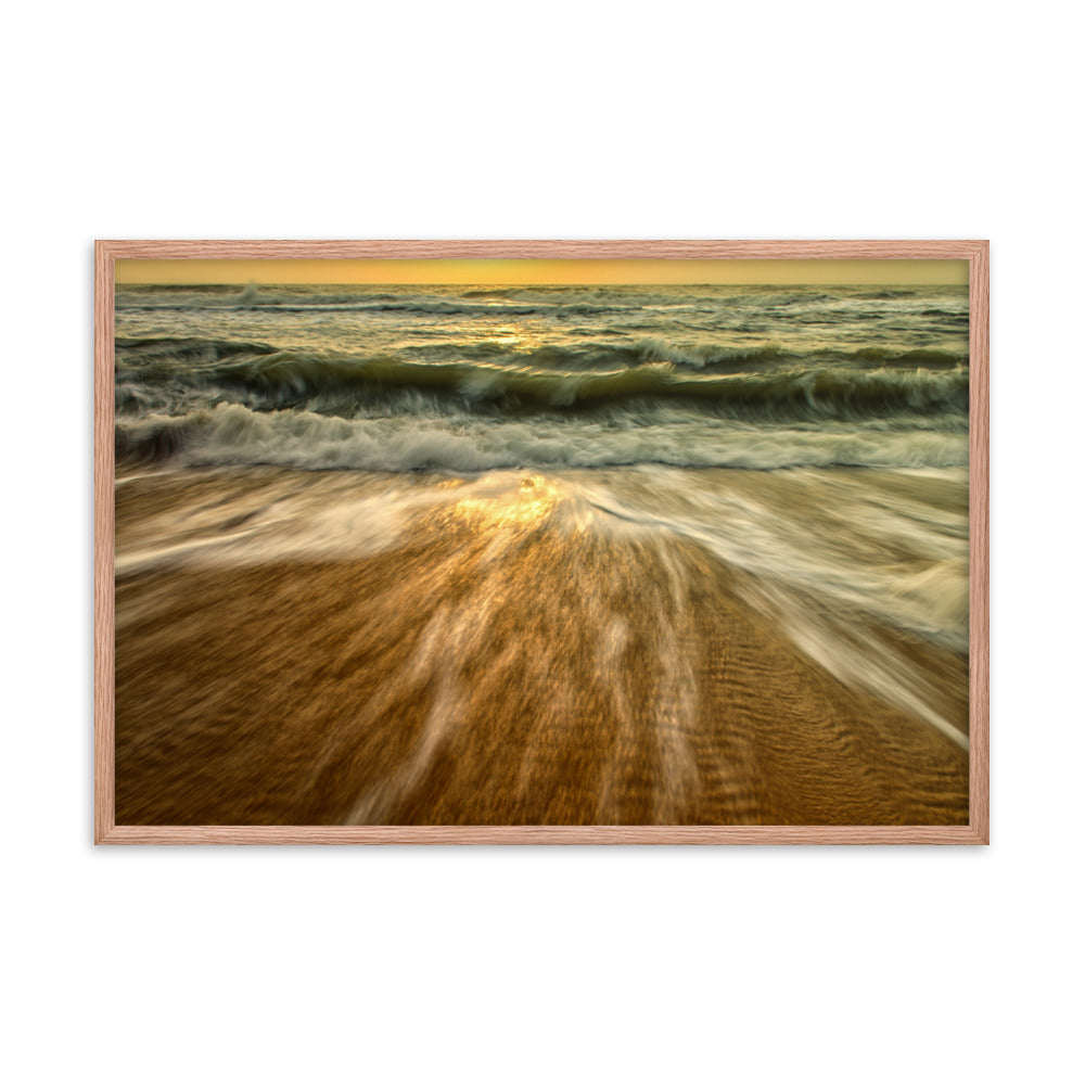 Washing Out to Sea Coastal Nature Photo Framed Wall Art Print