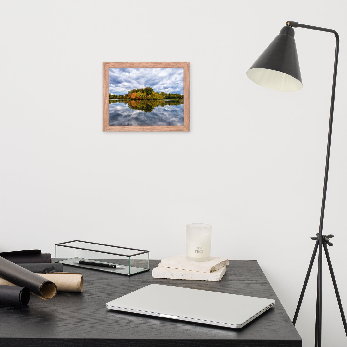 Simple Office Wall Decor: Autumn Reflections - Rural / Country / Farmhouse Style Landscape / Nature Photograph Framed Wall Art Print - Artwork
