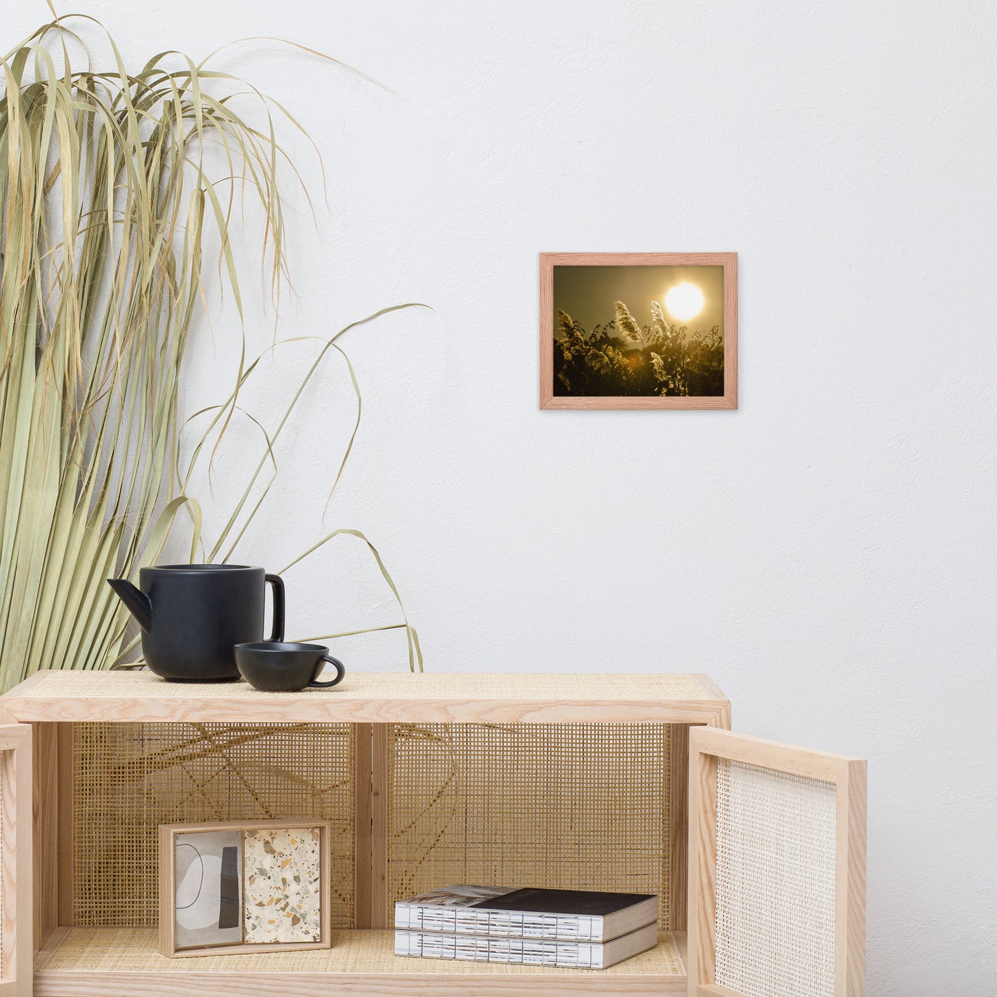 Golden Marsh Weeds Botanical Nature Photo Framed Wall Art Print