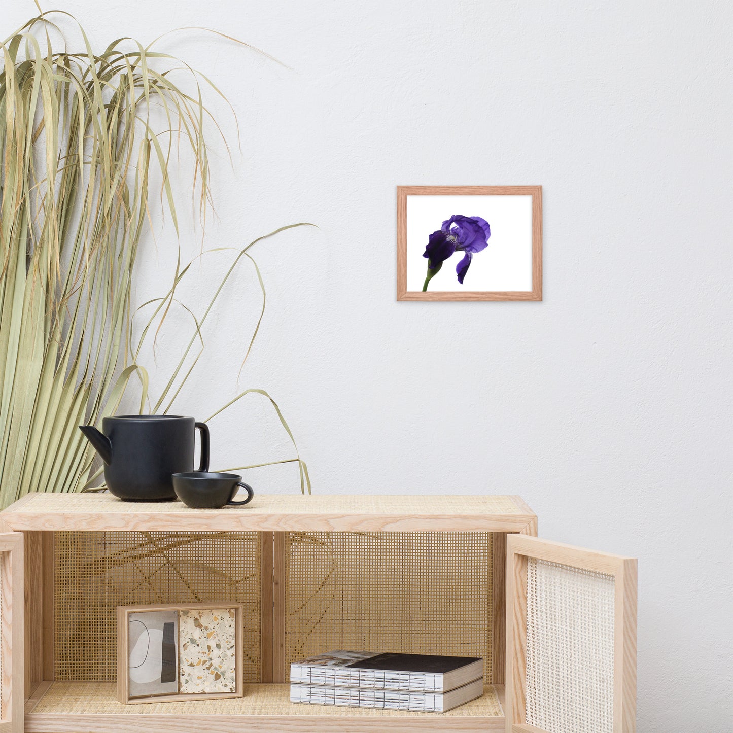 Iris on White Floral Nature Photo Framed Wall Art Print