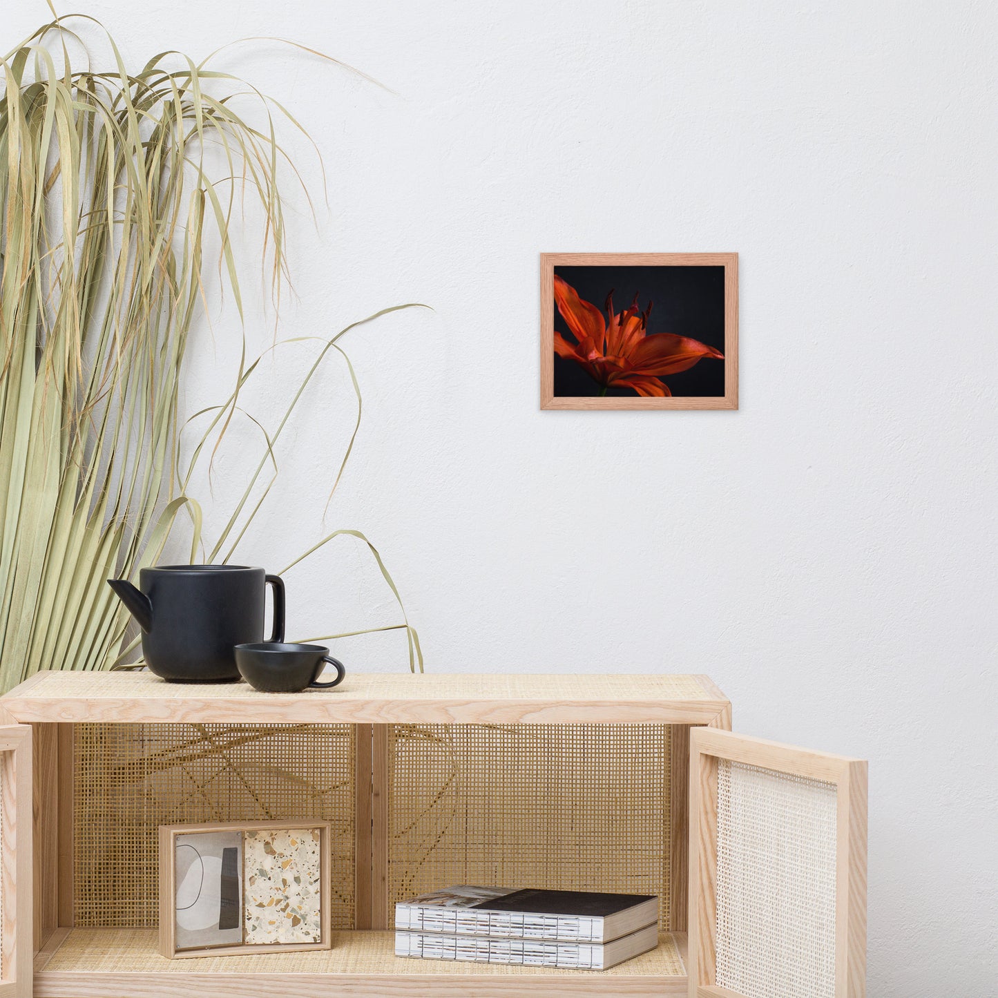 Orange Lily with Back light Floral Nature Photo Framed Wall Art Print