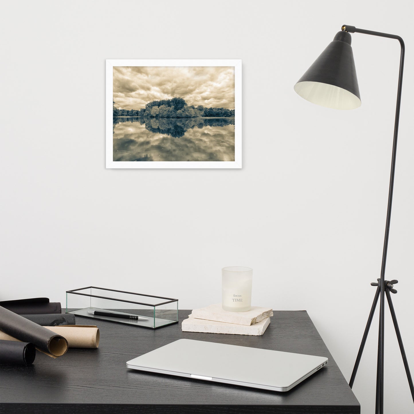 Wall Decor Home Office: Autumn Reflections Sepia - Rural / Rustic / Botanical / Farmhouse Style Landscape / Nature Photograph Framed Print - Wall Decor - Artwork