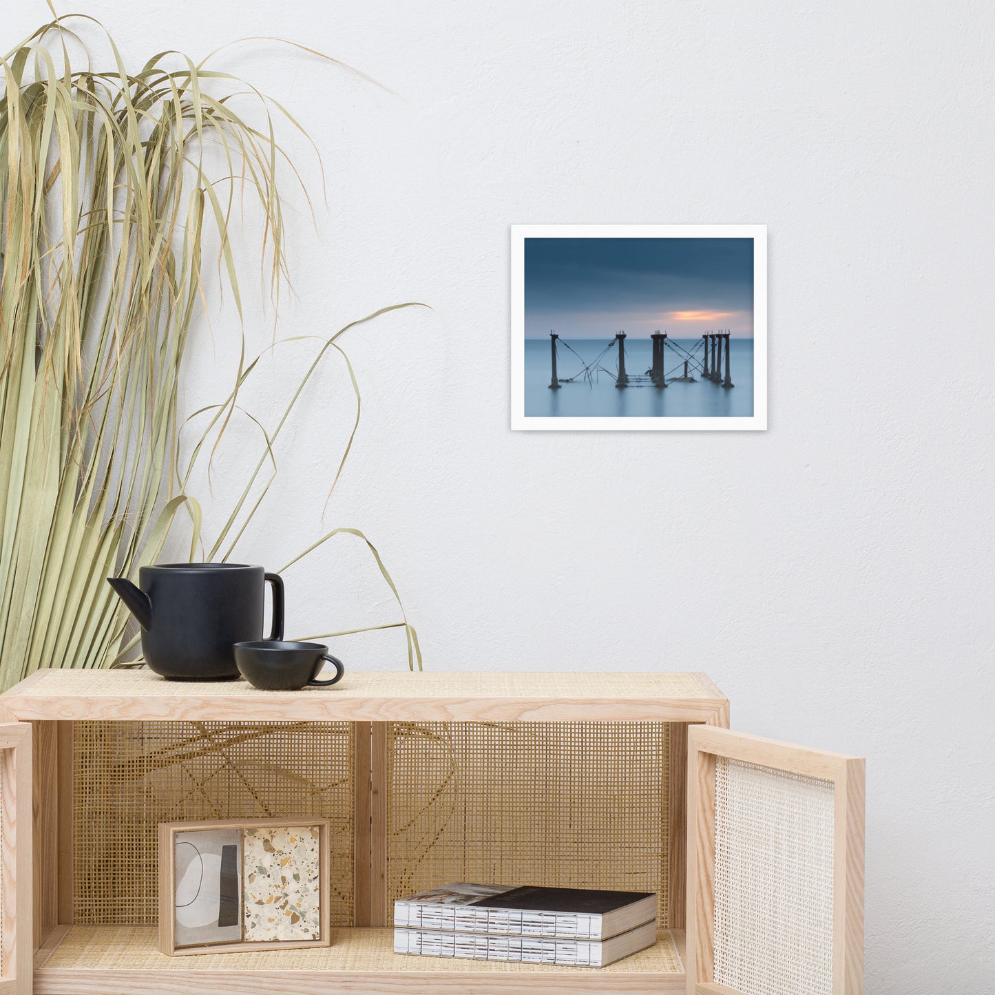 Cloudy Sunrise at Port Mahon Lighthouse Ruins Framed Photo Paper Wall Art Prints