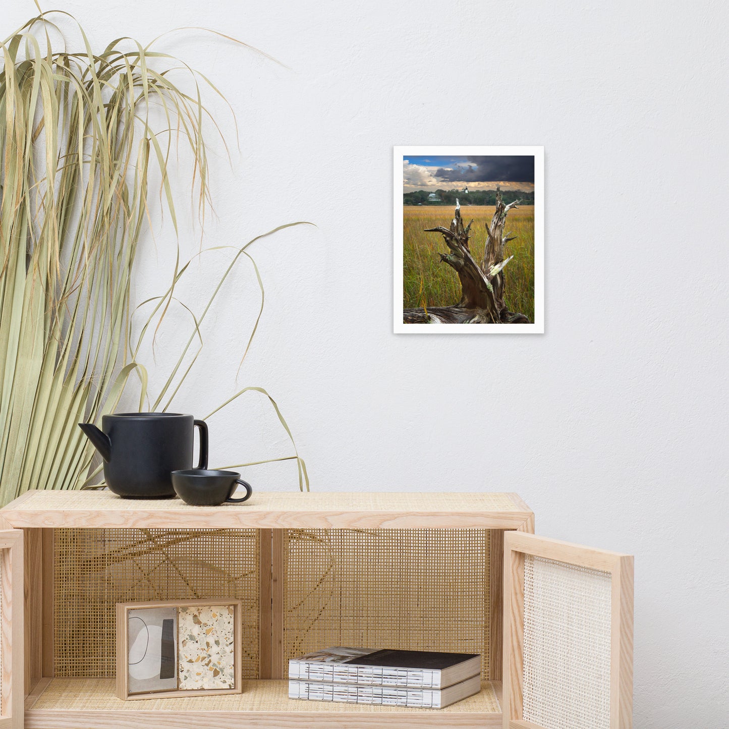 Dead Tree and Amelia Lighthouse Coastal Landscape Photo Framed Wall Art Prints