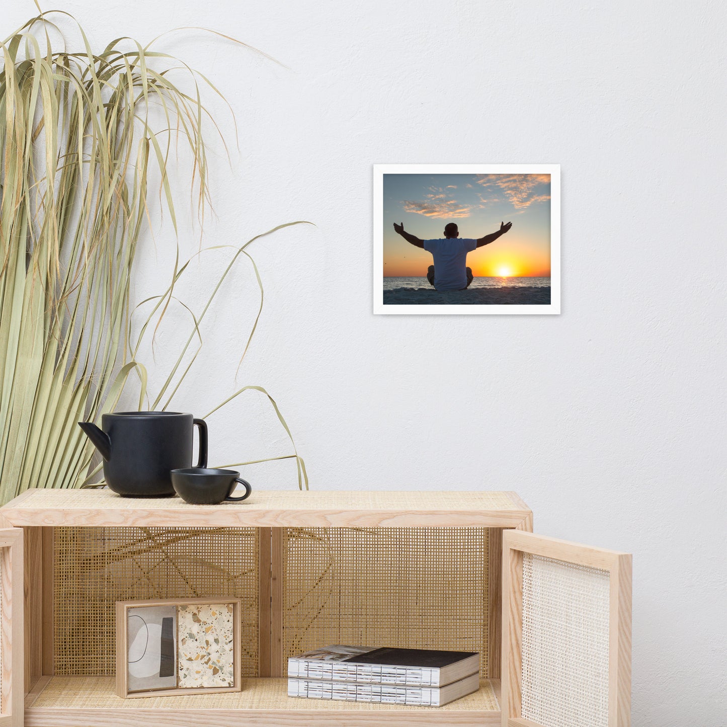 Embrace The Light Sunset Coastal Landscape Photo Framed Wall Art Print