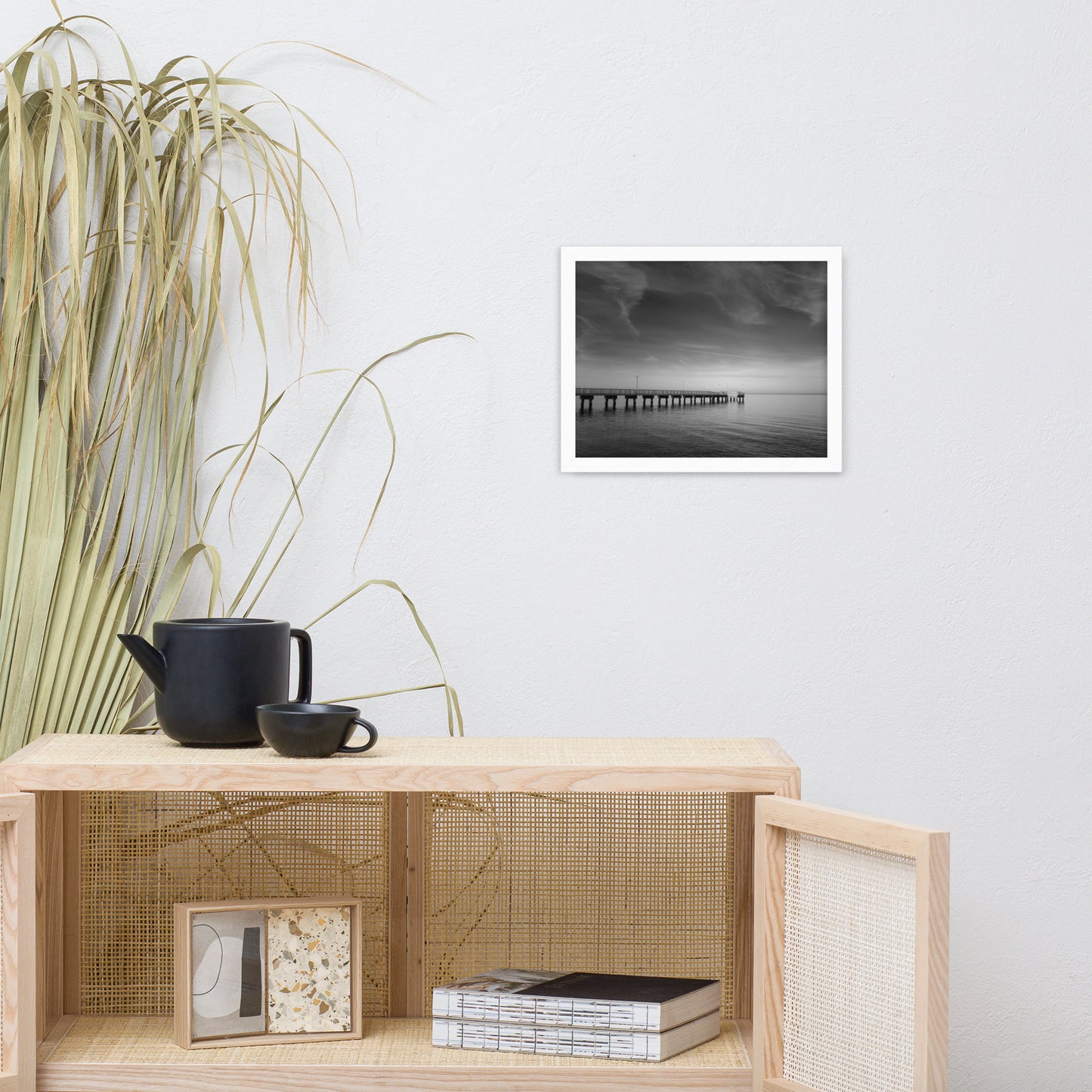 End of the Pier Black and White Framed Photo Wall Art Prints