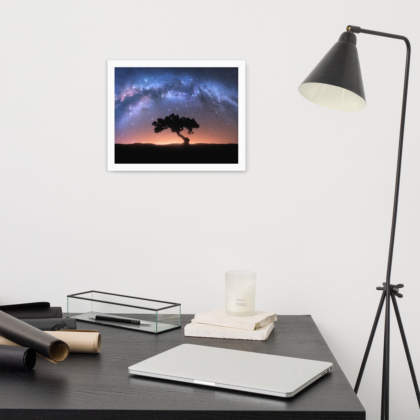 Solitary Sentinel Milky Way Arch and Tree Night Galaxy Framed Wall Art Prints