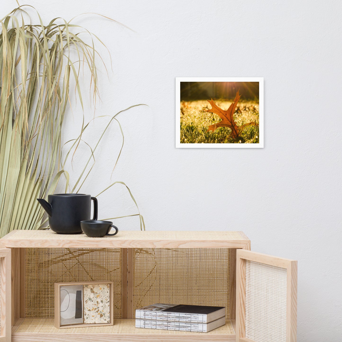 Fall Leaf in Morning Sun Botanical Nature Photo Framed Wall Art Print