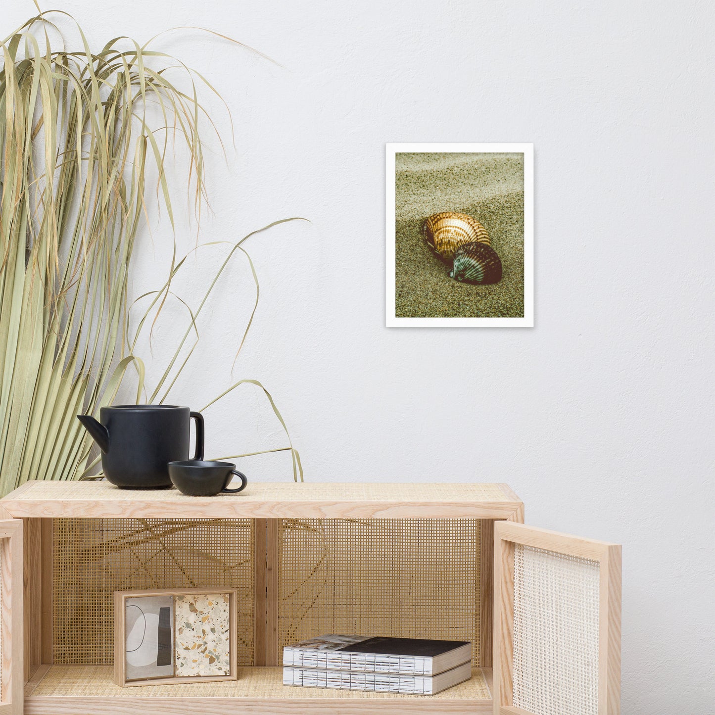 Dreamy Beach Sea Shells Coastal Nature Photo Framed Wall Art Print