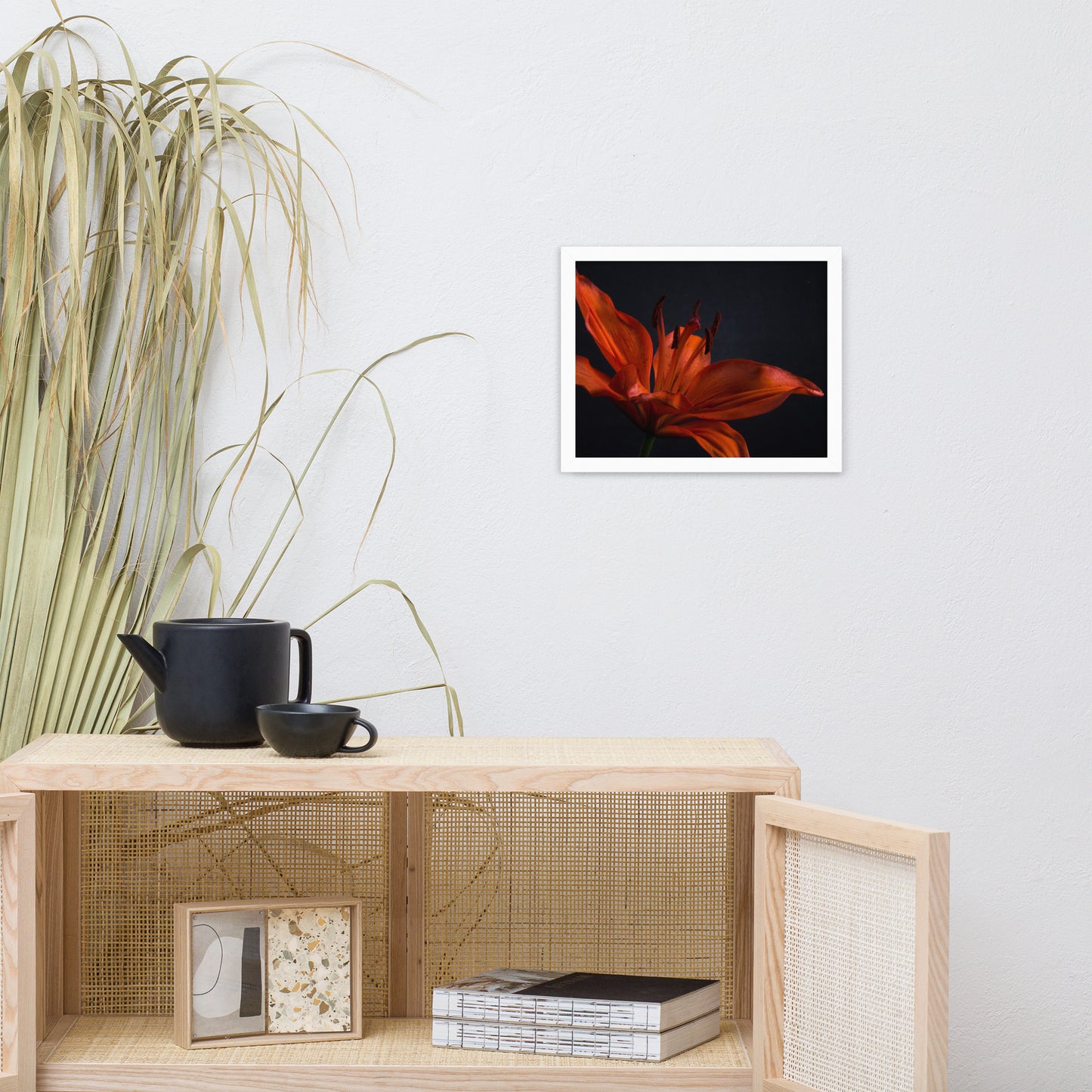 Orange Lily with Back light Floral Nature Photo Framed Wall Art Print