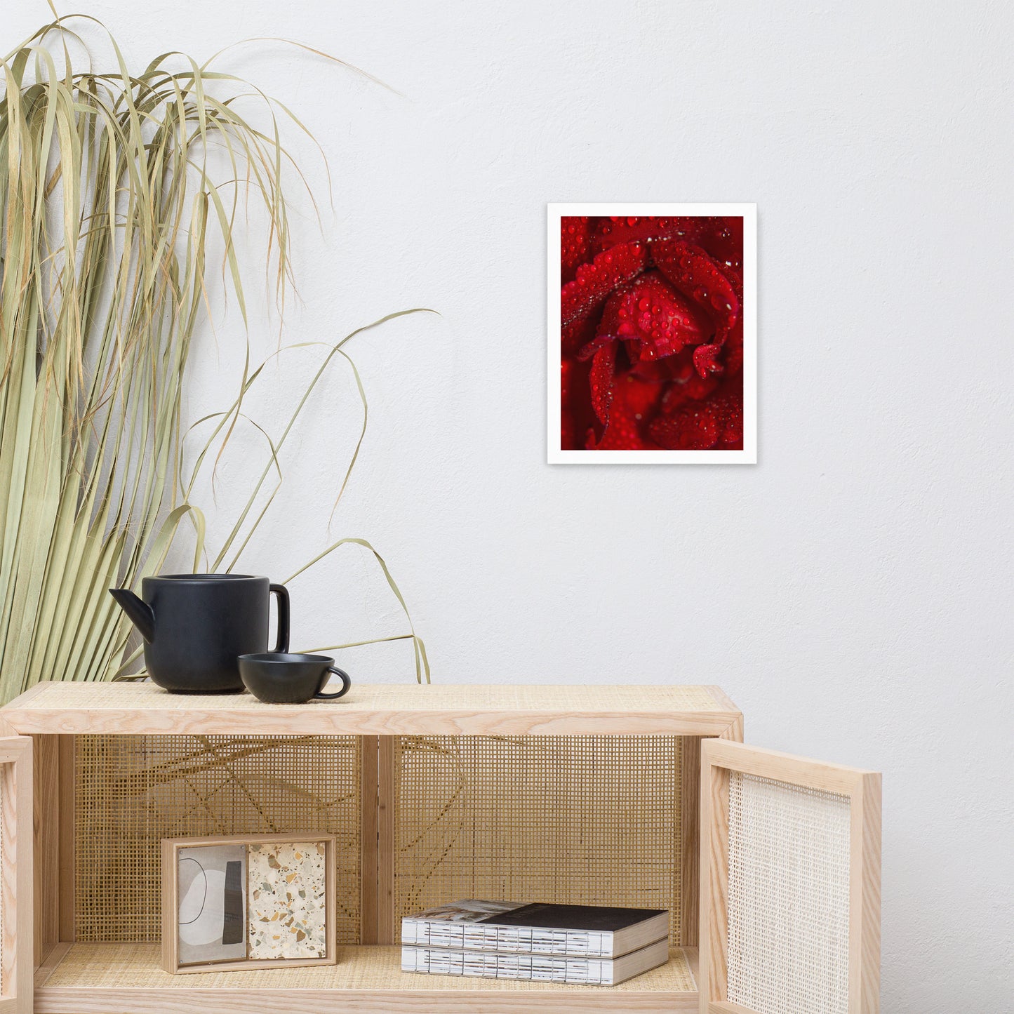 Royal Red Rose Floral Nature Photo Framed Wall Art Print
