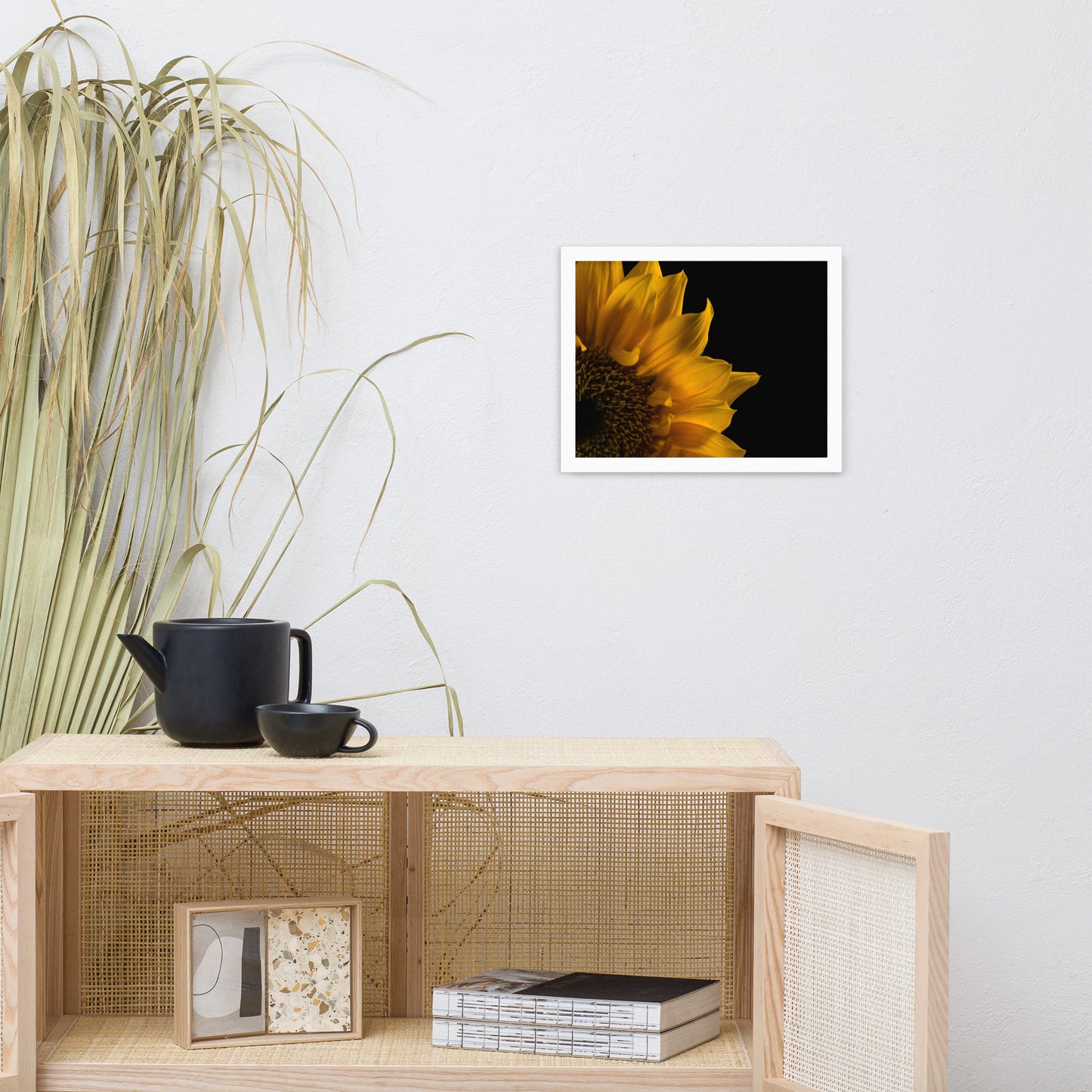 Sunflower in Corner Floral Nature Photo Framed Wall Art Print