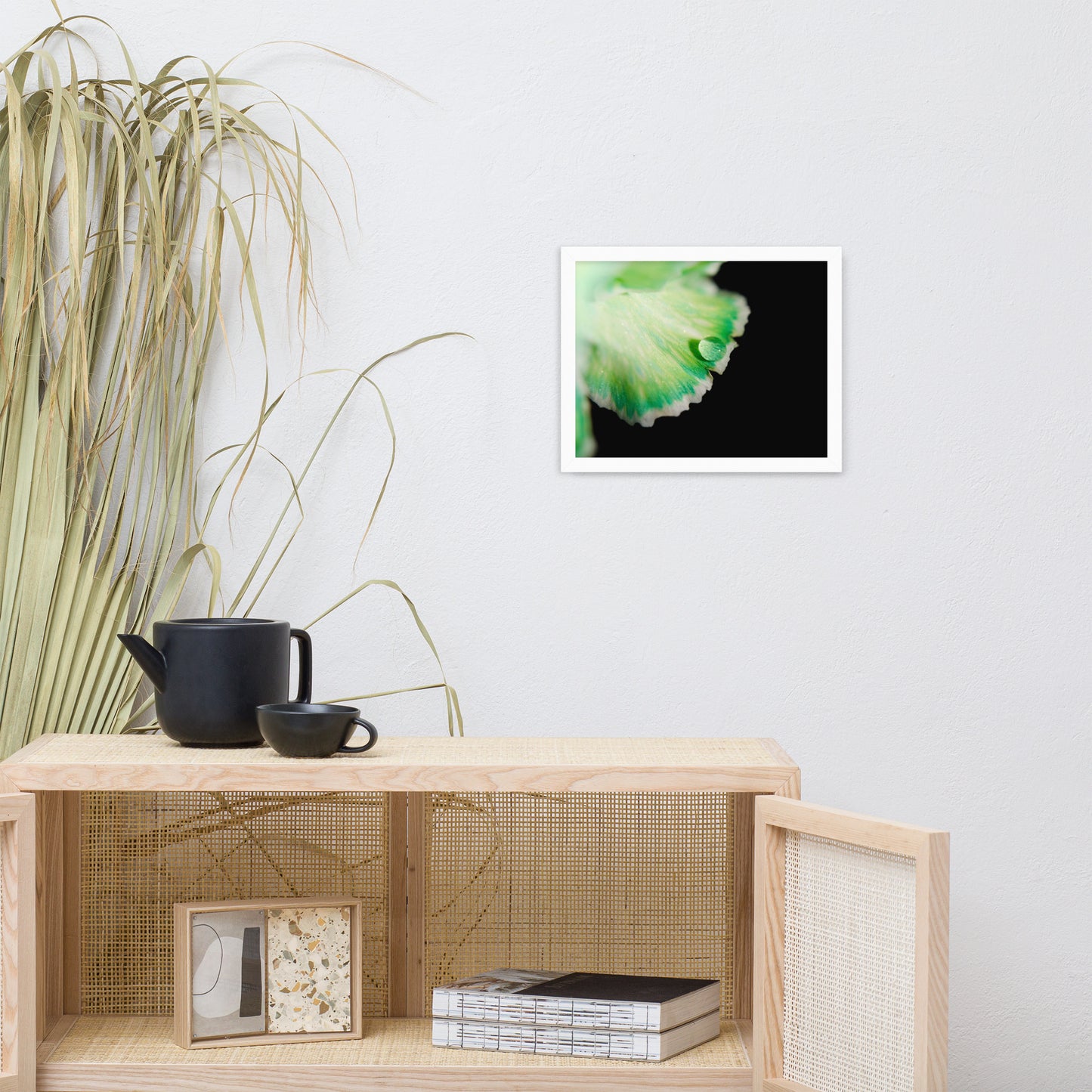 Water Droplet on Carnation Petal Floral Nature Photo Framed Wall Art Print