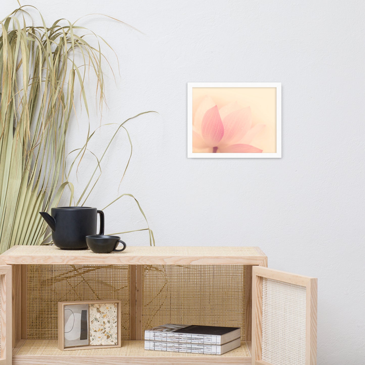 Tranquil Close-up Pink Lotus Petal Framed Photo Paper Poster