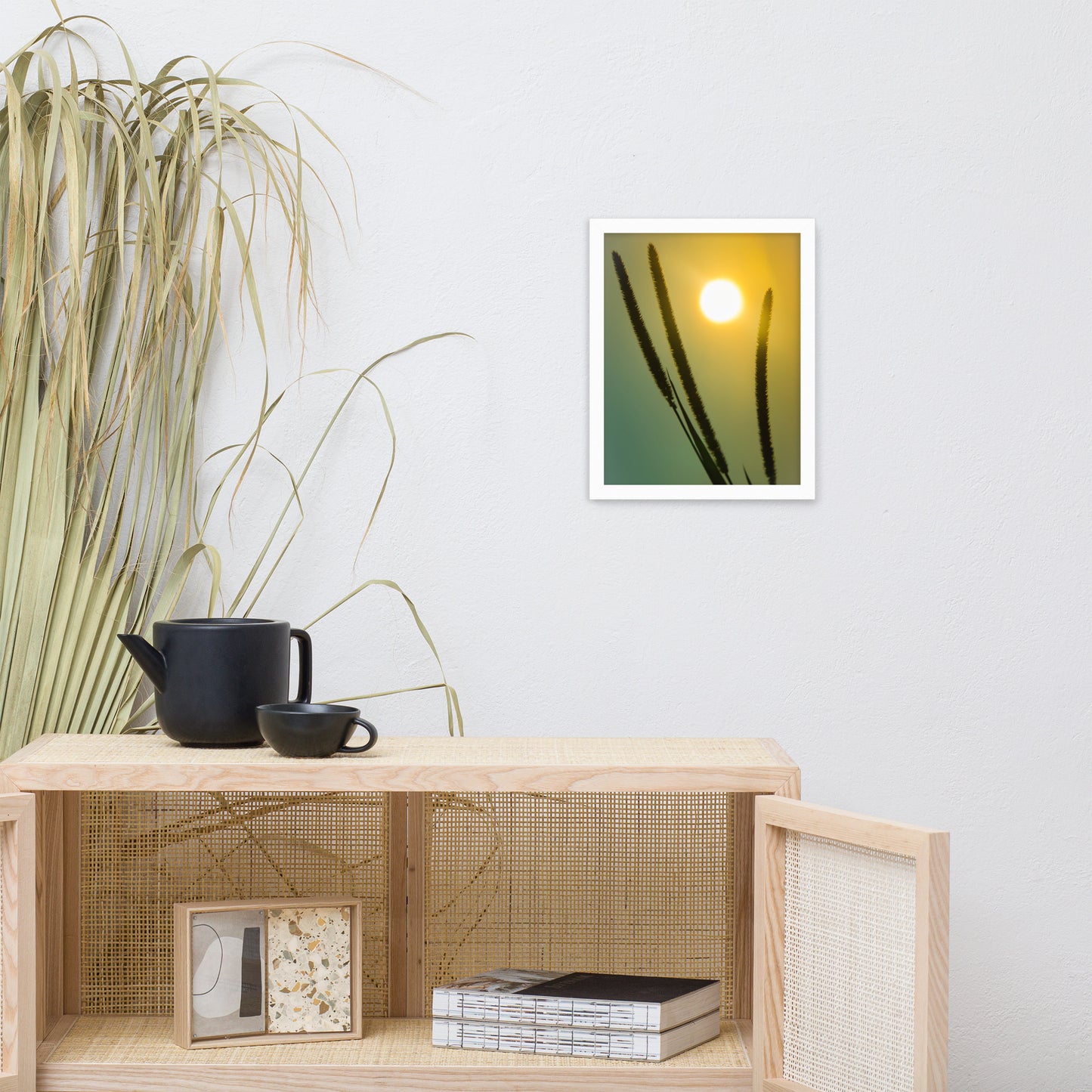 Silhouettes in Sunset Botanical Nature Photo Framed Wall Art Print