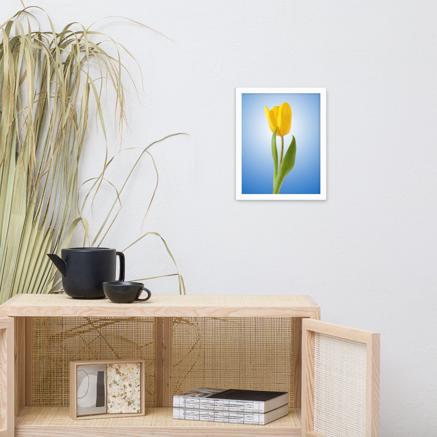 Yellow Tulip Minimal Floral Nature Photo Framed Wall Art Print