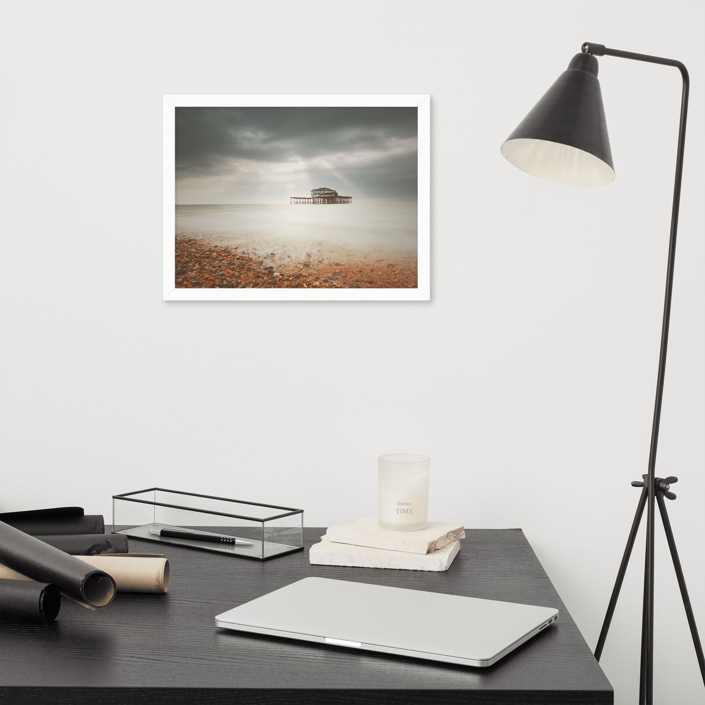 Library Wall Hanging: Abandoned West Pier Warming Matte Effect - Coastal / Seascape / Nature / Landscape Photo Framed Wall Art Print - Wall Decor - Artwork