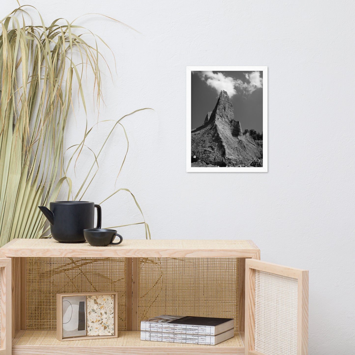 Chimney Bluff Black and White Landscape Framed Photo Paper Wall Art Prints