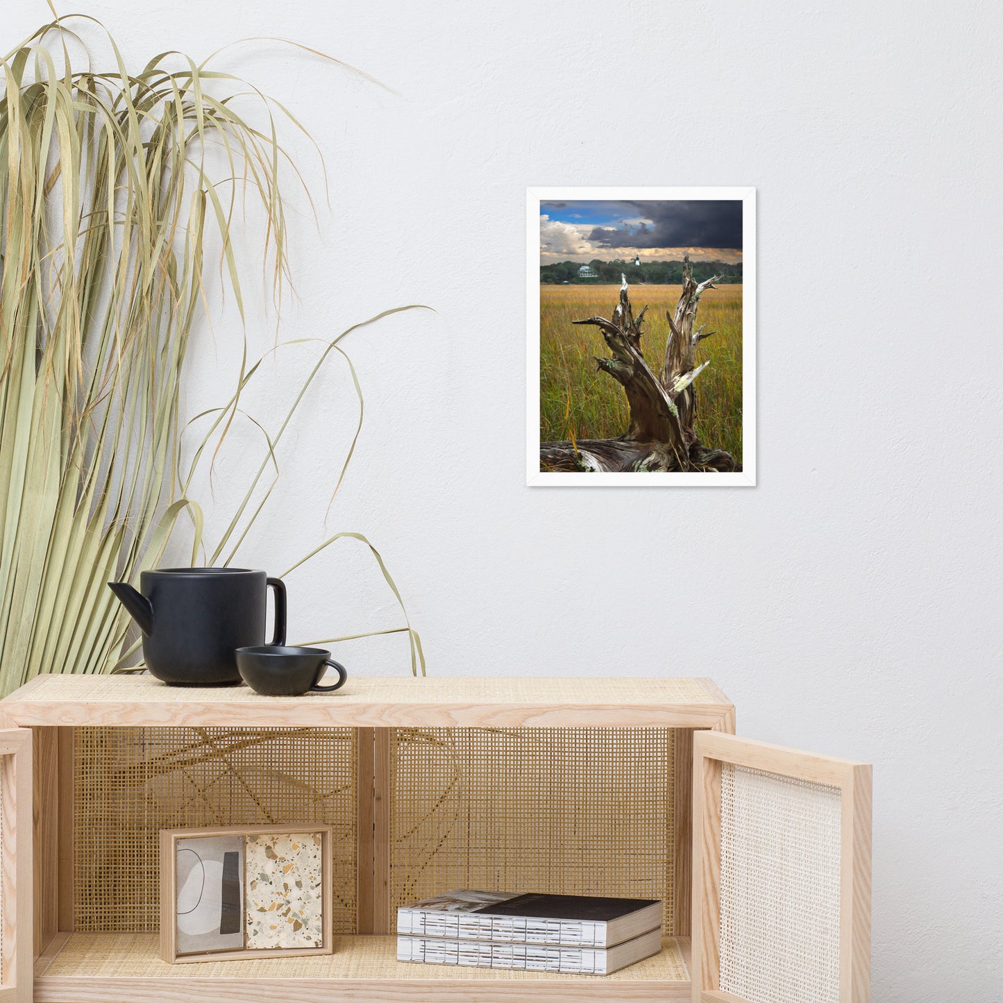 Dead Tree and Amelia Lighthouse Coastal Landscape Photo Framed Wall Art Prints