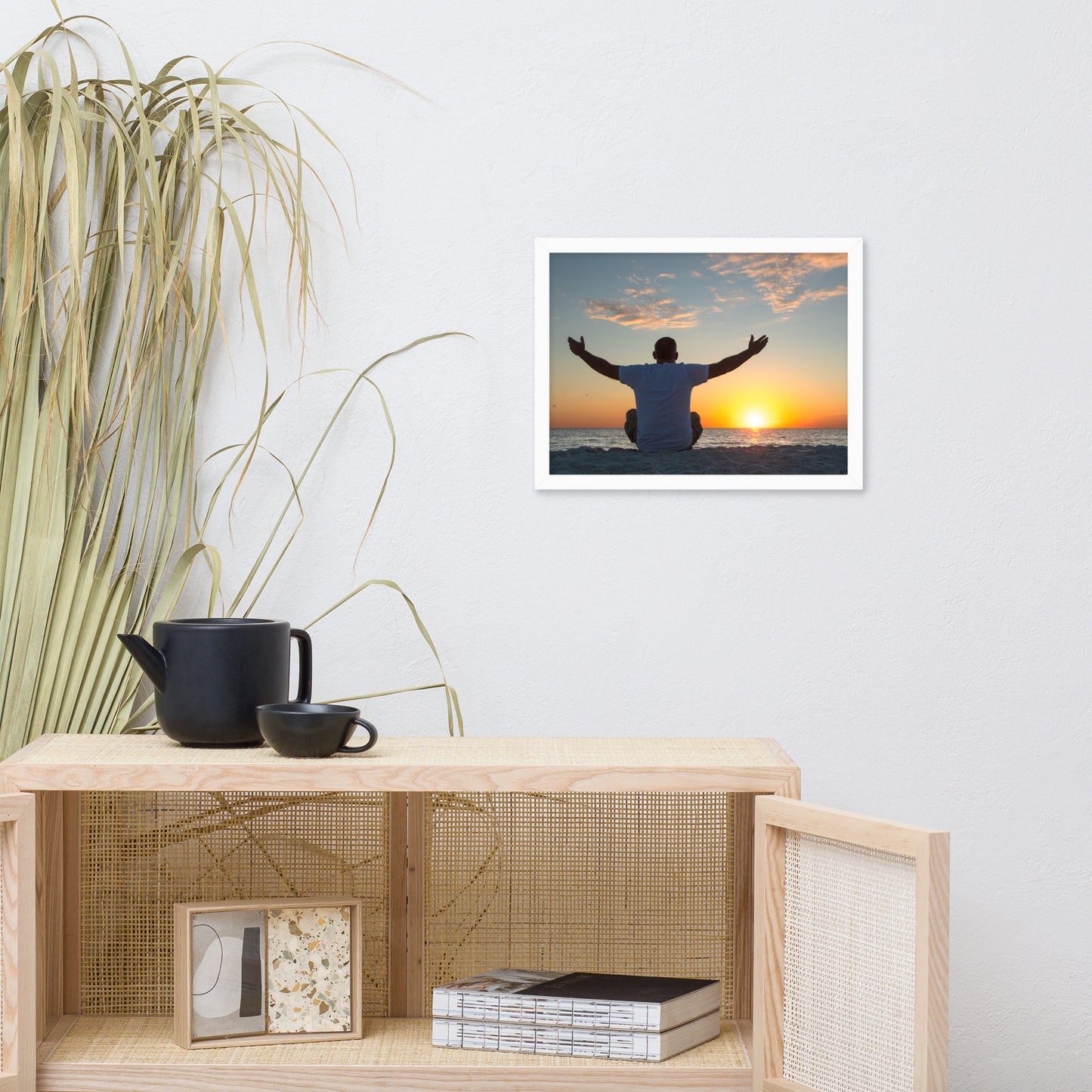 Embrace The Light Sunset Coastal Landscape Photo Framed Wall Art Print