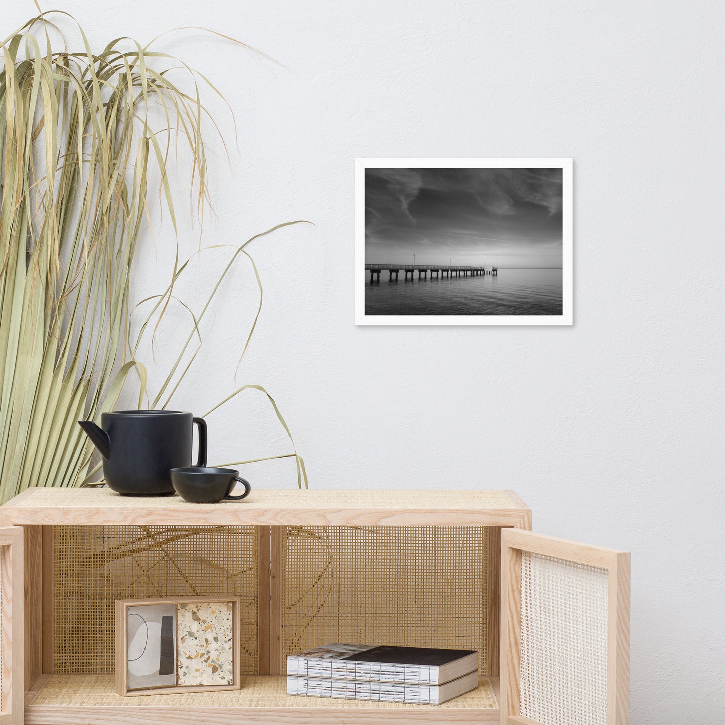 End of the Pier Black and White Framed Photo Wall Art Prints