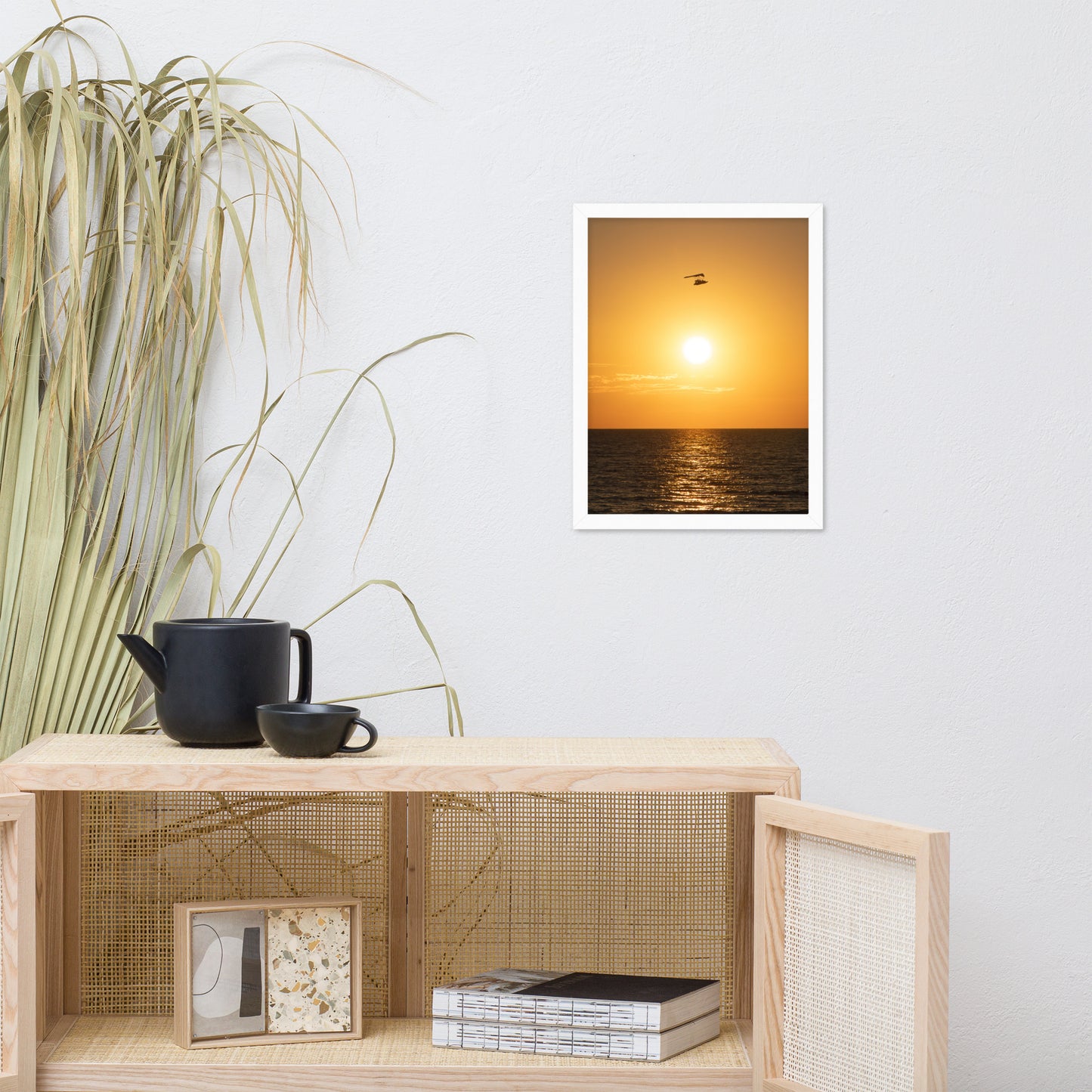Flying High at Sunset Coastal Landscape Photo Framed Wall Art Print