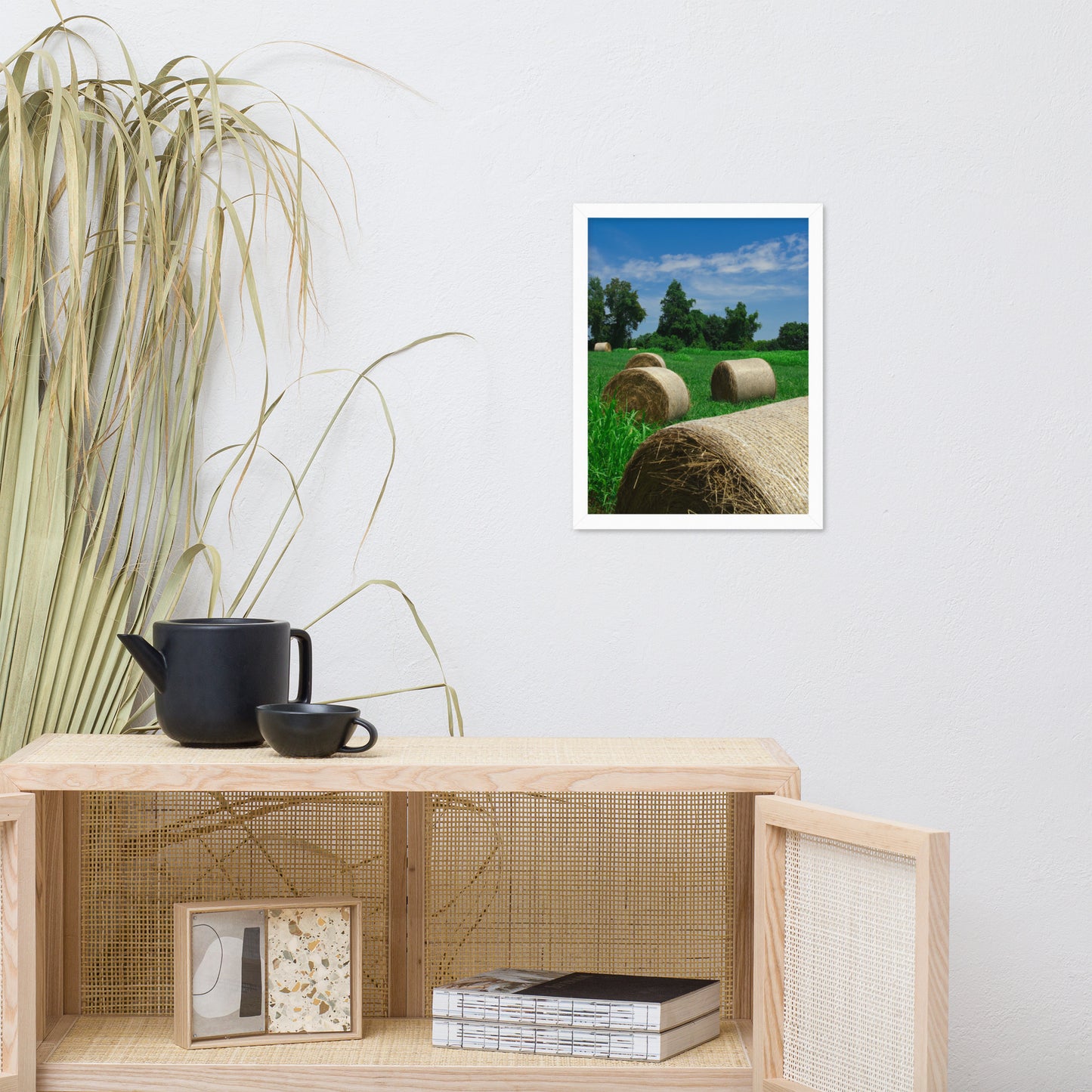 Hay Whatcha Doin in the Field Landscape Framed Photo Paper Wall Art Prints