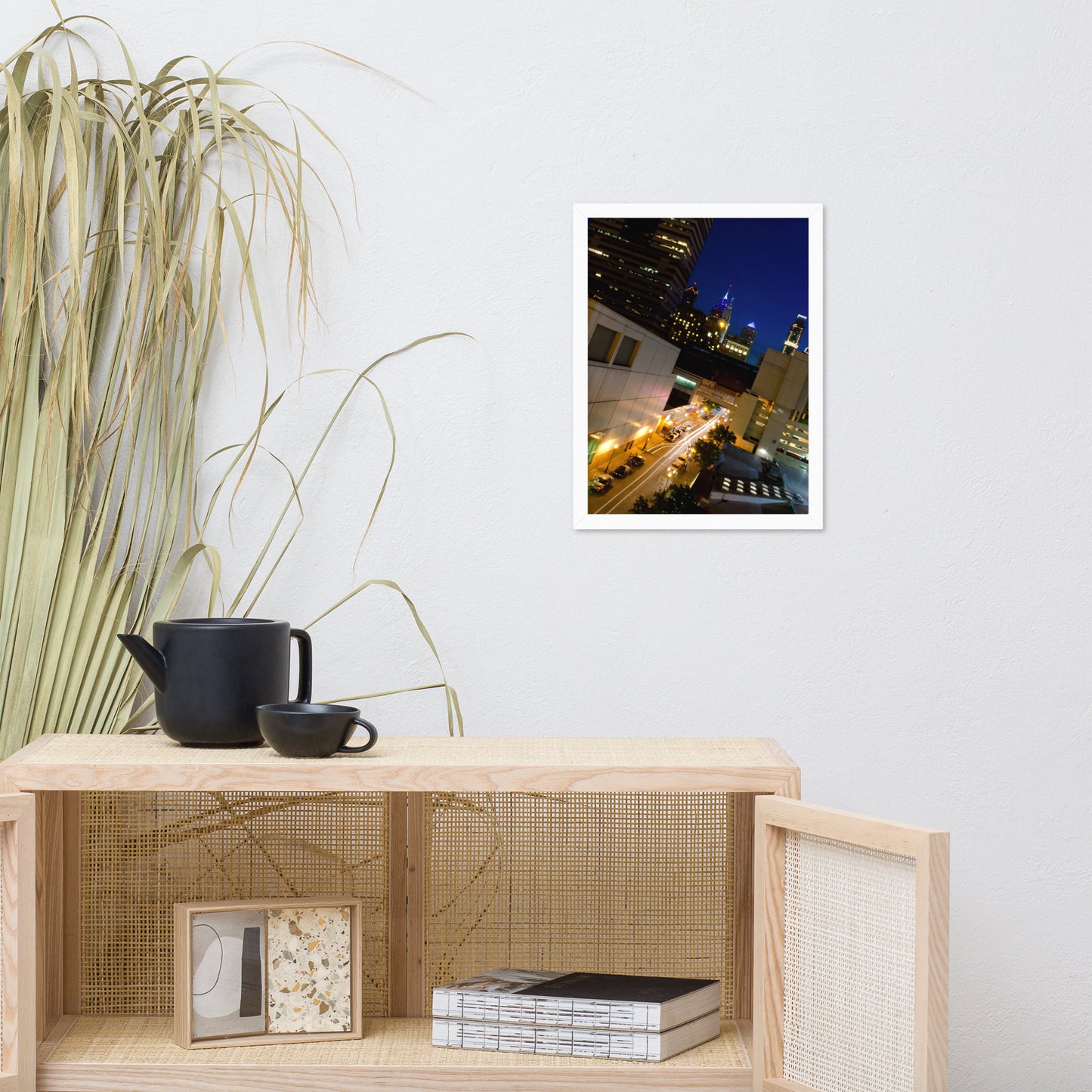 Light Trails in Philly Urban Landscape Photo Framed Wall Art Print