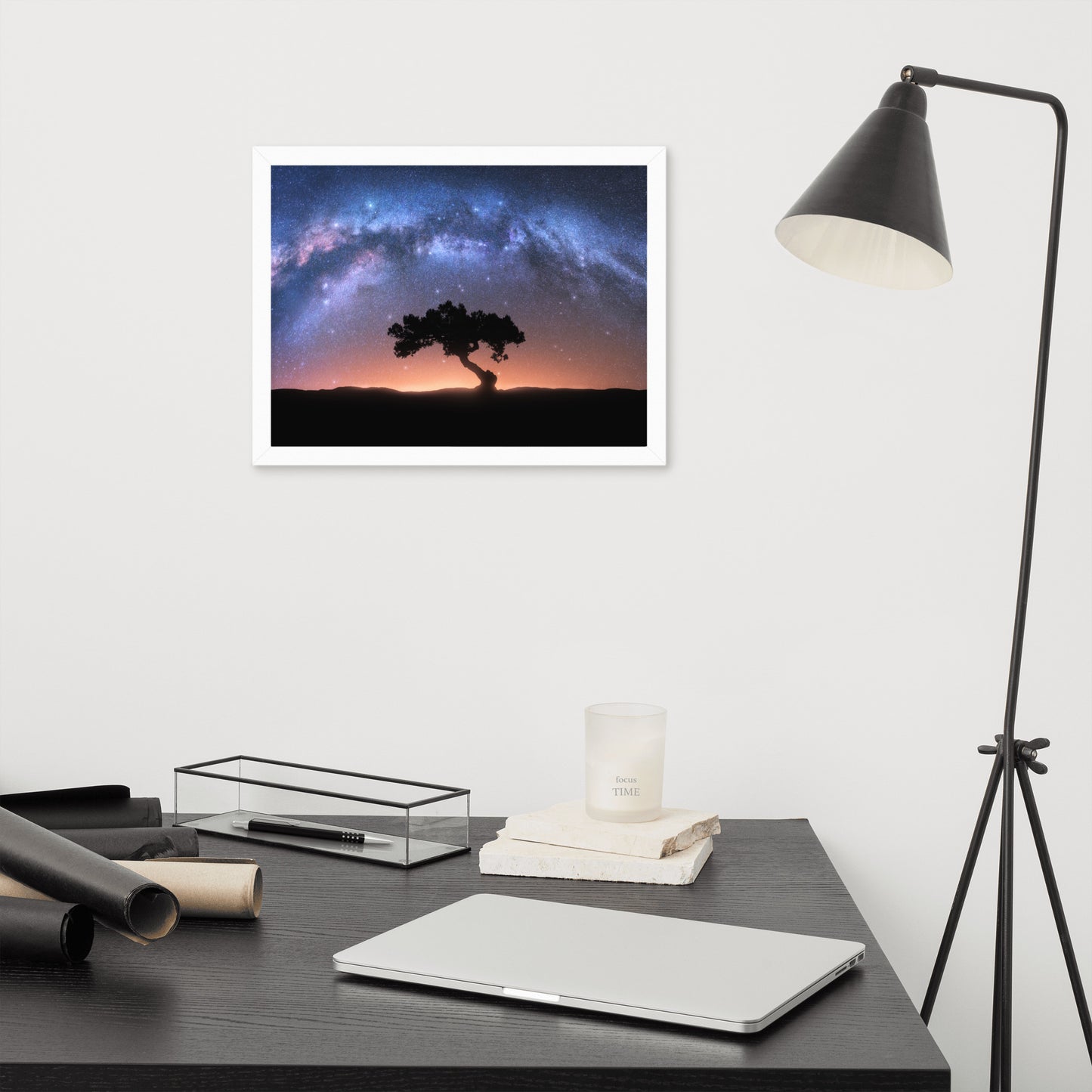 Solitary Sentinel Milky Way Arch and Tree Night Galaxy Framed Wall Art Prints