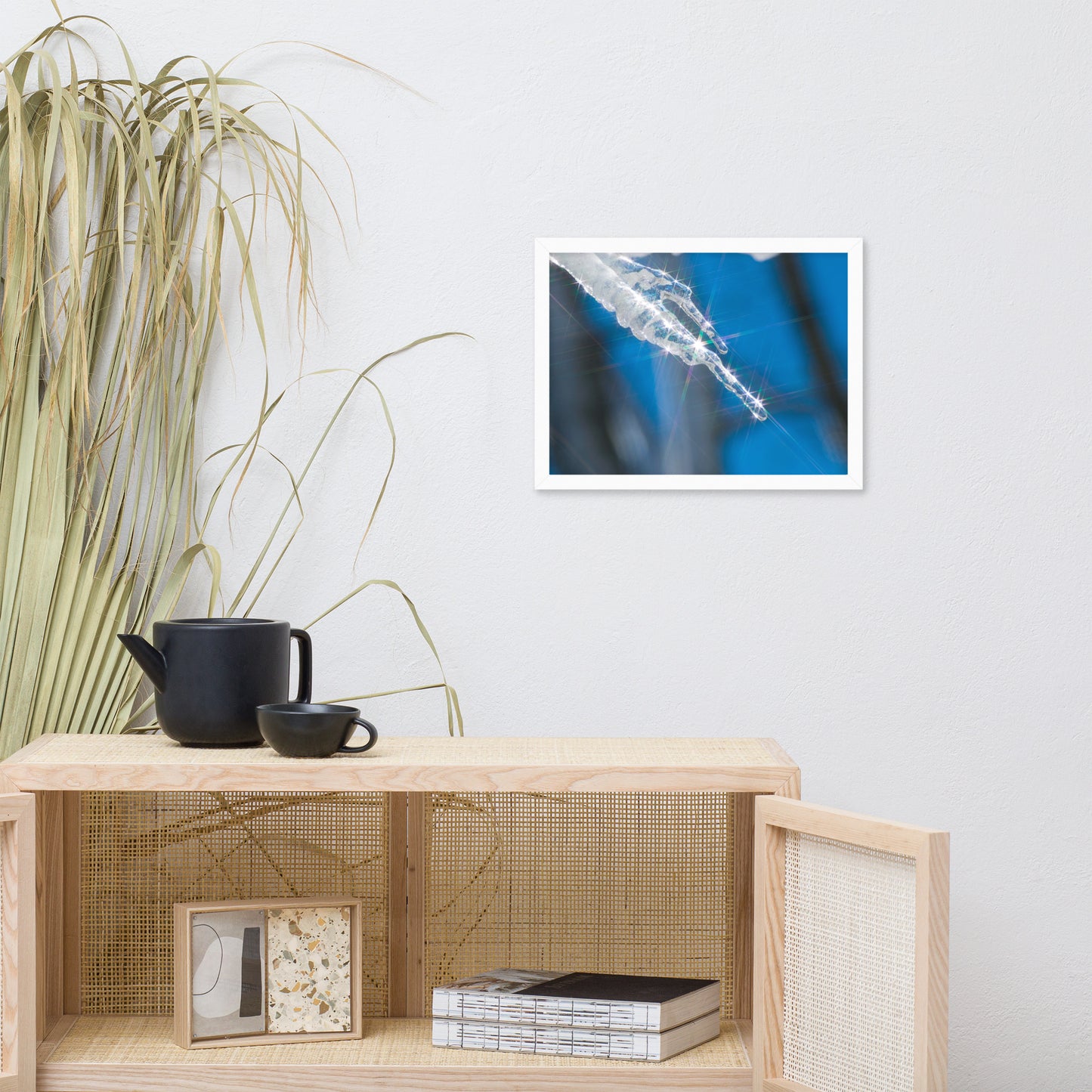 Icicle Nature Photo Framed Wall Art Print