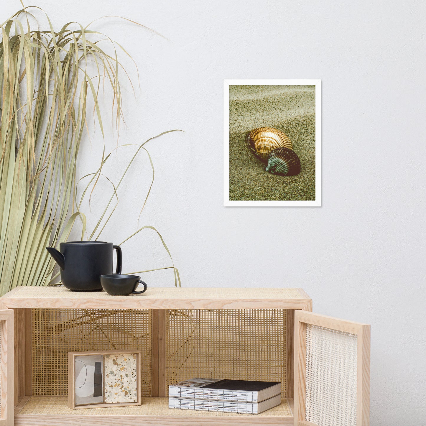 Dreamy Beach Sea Shells Coastal Nature Photo Framed Wall Art Print