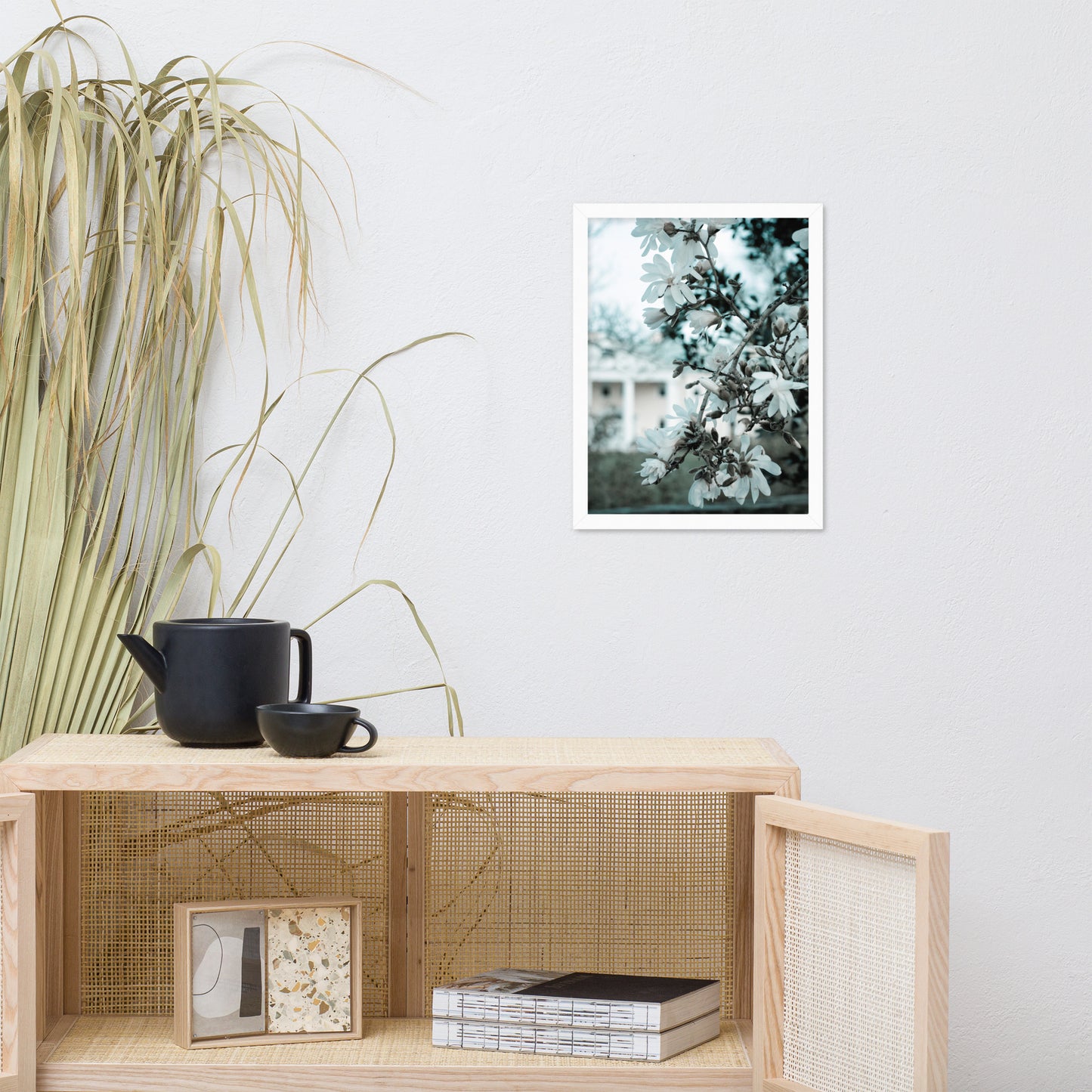 Mansion Blooms Floral Landscape Photo Framed Wall Art Print