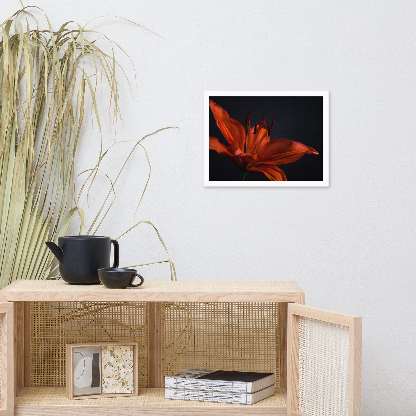 Orange Lily with Back light Floral Nature Photo Framed Wall Art Print