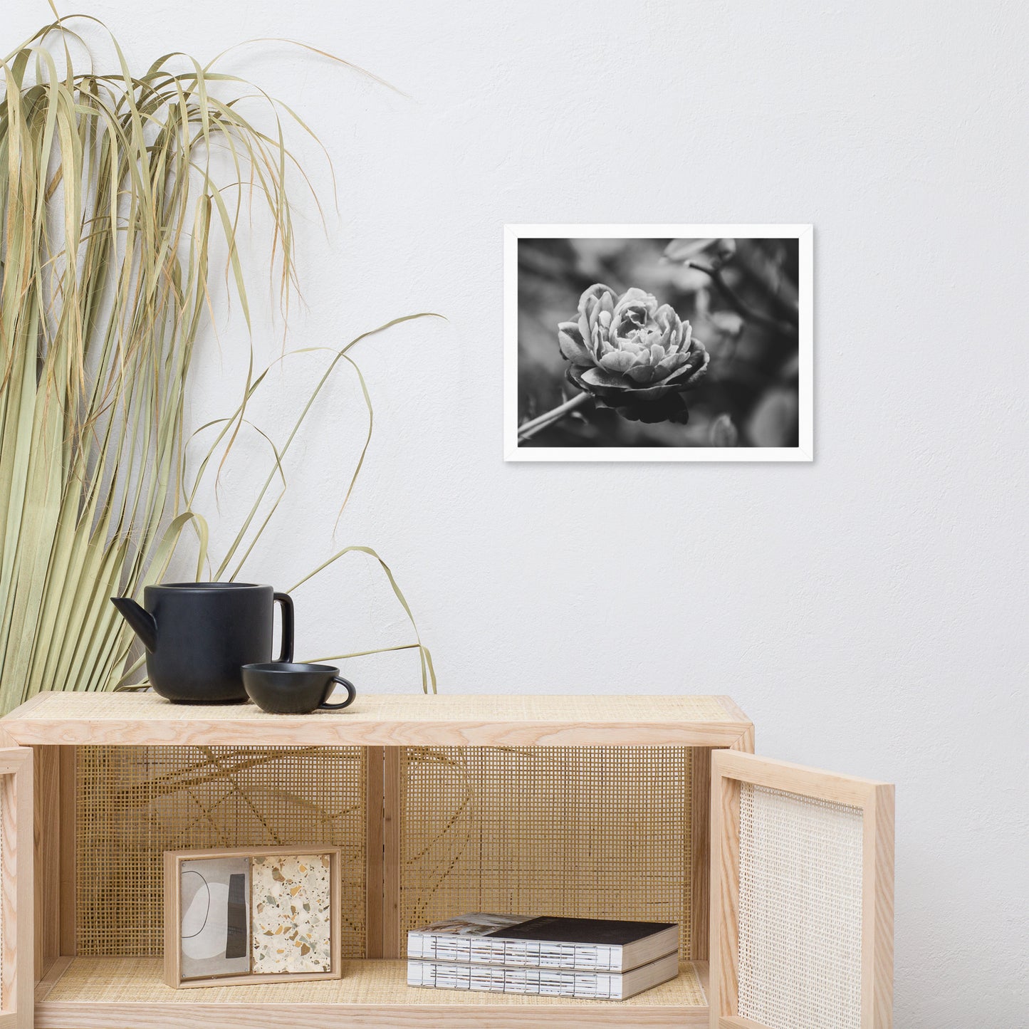 Perfect Petals Black and White Floral Nature Photo Framed Wall Art Print